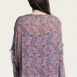 The Frye Company Women Violet Dusk Printed Blouse 10 The Frye Company Women Violet Dusk Printed Blouse