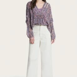 The Frye Company Women Violet Dusk Printed Blouse 11 The Frye Company Women Violet Dusk Printed Blouse
