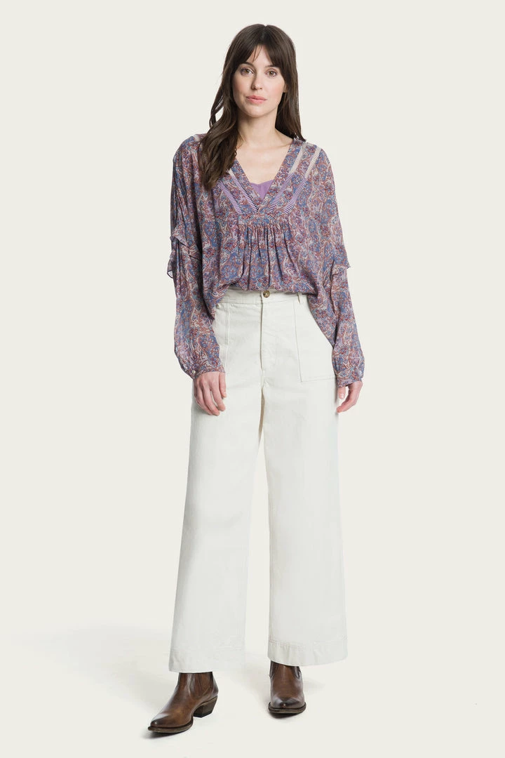 The Frye Company Women Violet Dusk Printed Blouse 6 The Frye Company Women Violet Dusk Printed Blouse