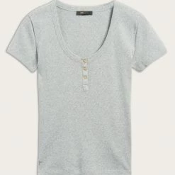 The Frye Company Short Sleeve Scoop Neck Henley Women