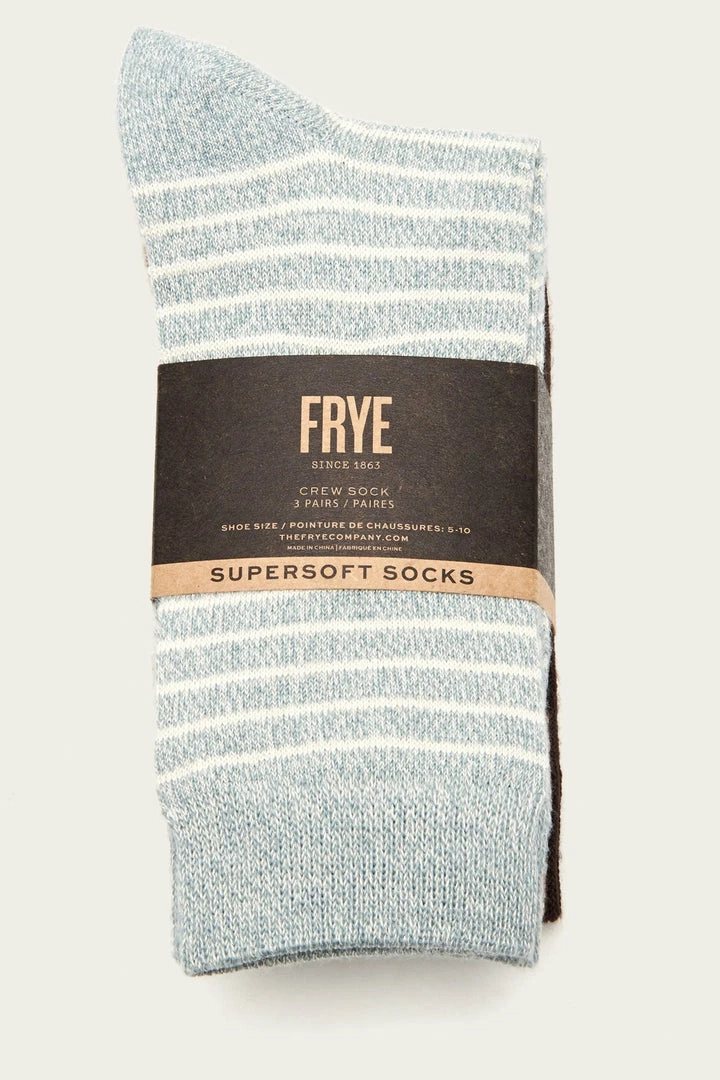 The Frye Company BAGS & ACCESSORIES 3 Pack Stripe Supersoft Crew Sock - Women 4 The Frye Company BAGS & ACCESSORIES 3 Pack Stripe Supersoft Crew Sock - Women