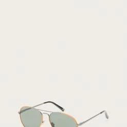 The Frye Company Gunmetal With Camel Leather Aviator